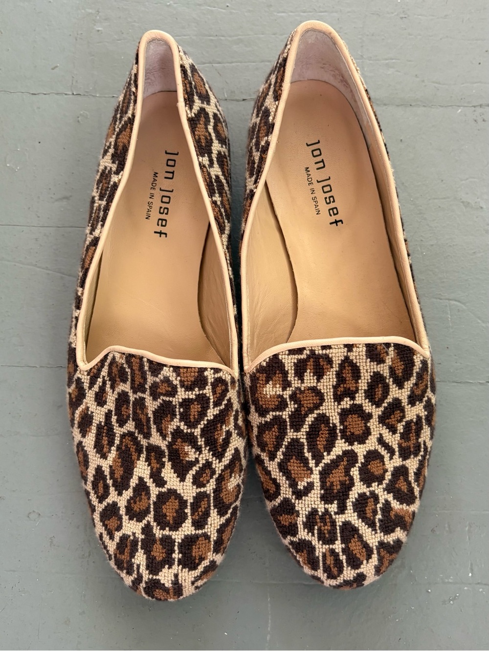 Mint/Rare Jon Josef "Gatsby" Leopard Tapestry Smoking Loafers, W 9.5